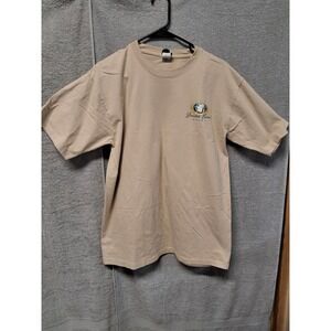 New Horizons Panama Canal Ocean to Ocean T-Shirt Tan Khaki Embroidered Mens L